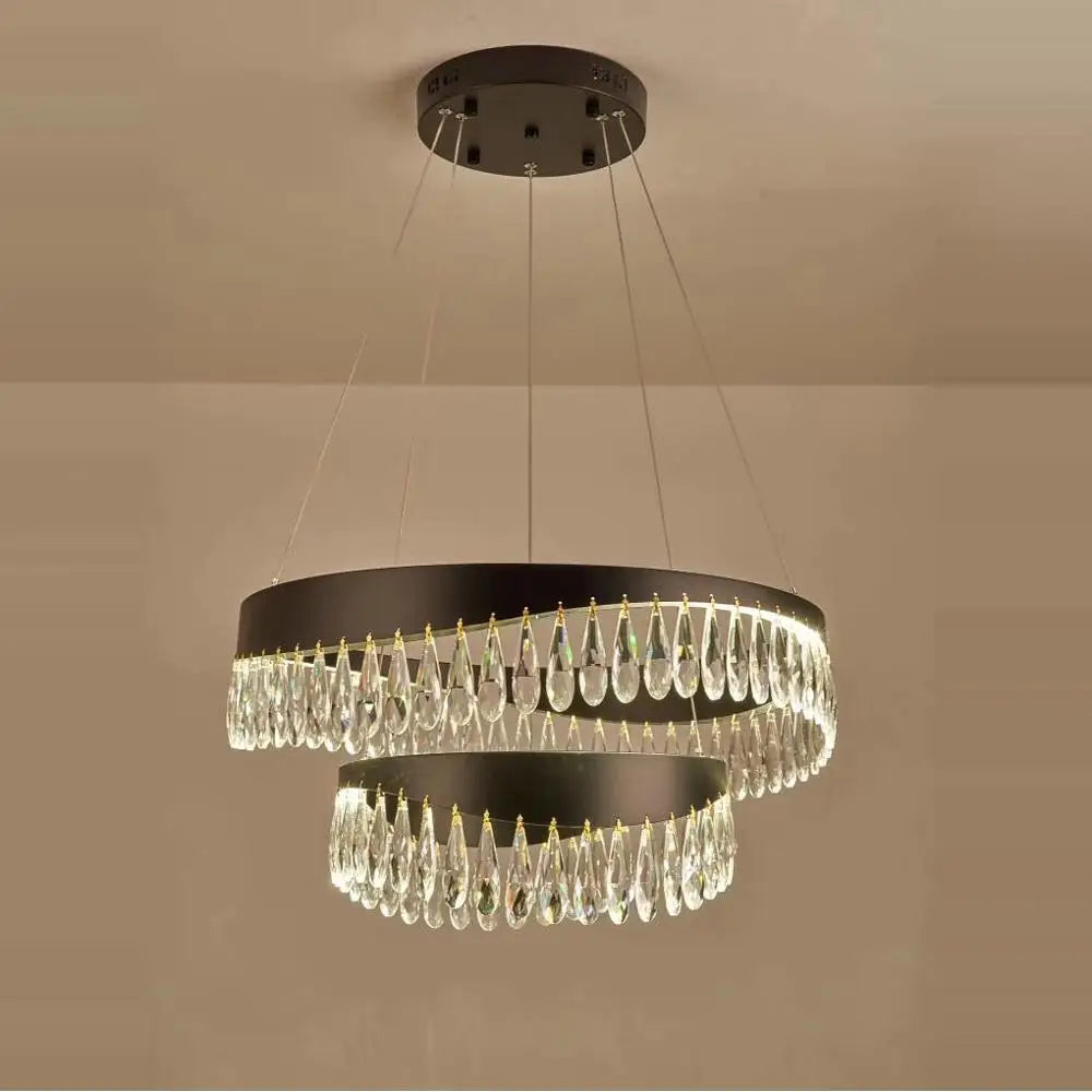 DecorBites™ Crystal Stainless Steel LED Chandelier for Foyer