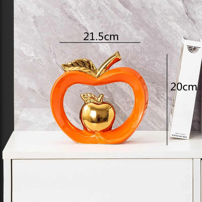 DecorBites™ Apple Hollow Golden Ceramic Art Crafts Candy Jar Storage Home Decor