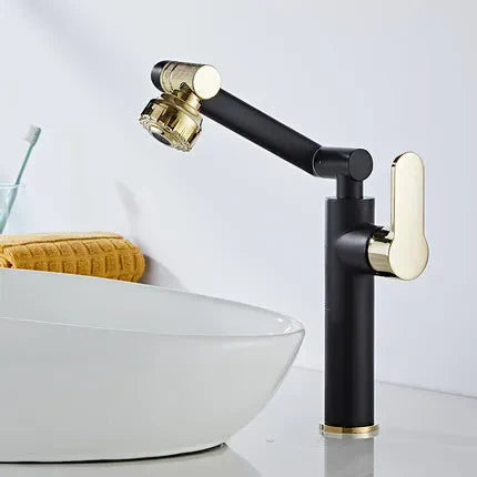 DecorBites™ Gold and Black Bathroom Faucet with Hot Cold Water Mixer - Deck Mounted