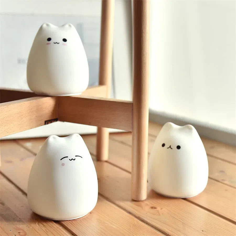DecorBites™ Cat Silicone LED Night Light Touch Sensor 2 Modes Children Bedroom Lamp