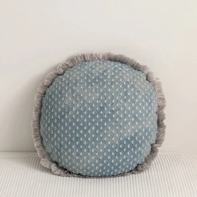 DecorBites™ Denim Fringed Cushion Cover 45x45cm Square for Home Sofa Bed Decoration