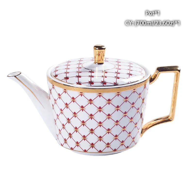 DecorBites™ Bone China Tea Pot: Elegant European Porcelain Coffee Pot for Tea Lovers.