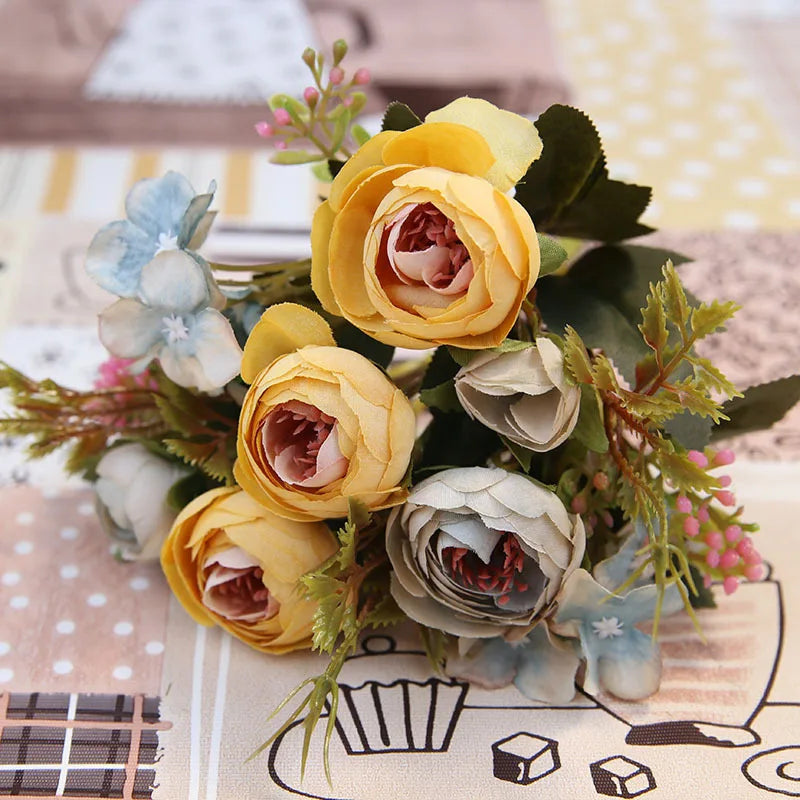 DecorBites™ Autumn Silk Tea Rose Gerbera Daisy for Wedding and Home Decor