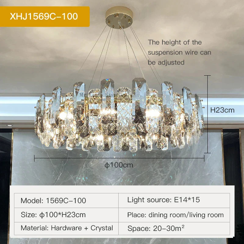 DecorBites™ Crystal LED Chandelier for Elegant Living Room, Dining, Bedroom, Kitchen