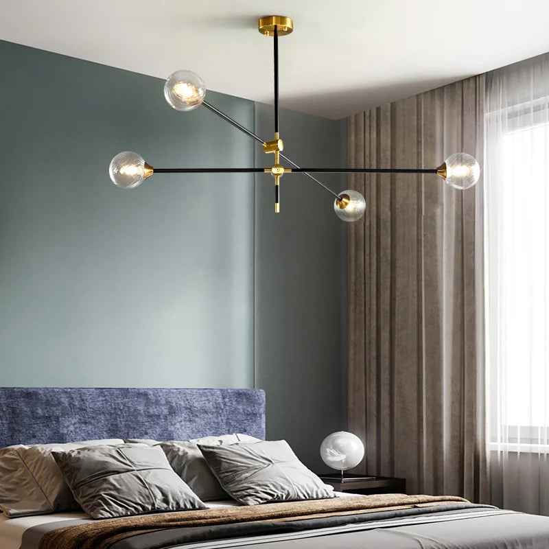 DecorBites™ Geometric Glass Ball Chandelier: Post-modern LED Pendant Lights for Stylish Decor