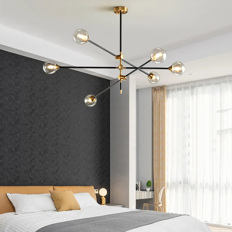 DecorBites™ Geometric Glass Ball Chandelier: Post-modern LED Pendant Lights for Stylish Decor