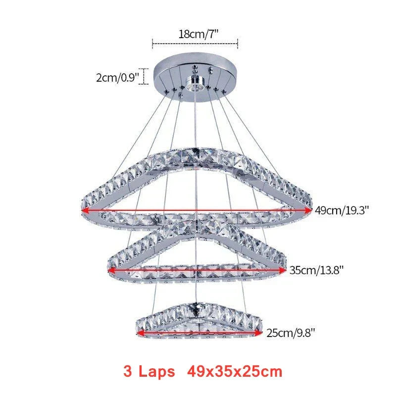 DecorBites™ Crystal LED Ring Pendant Chandelier for Modern Living Dining Room Décor