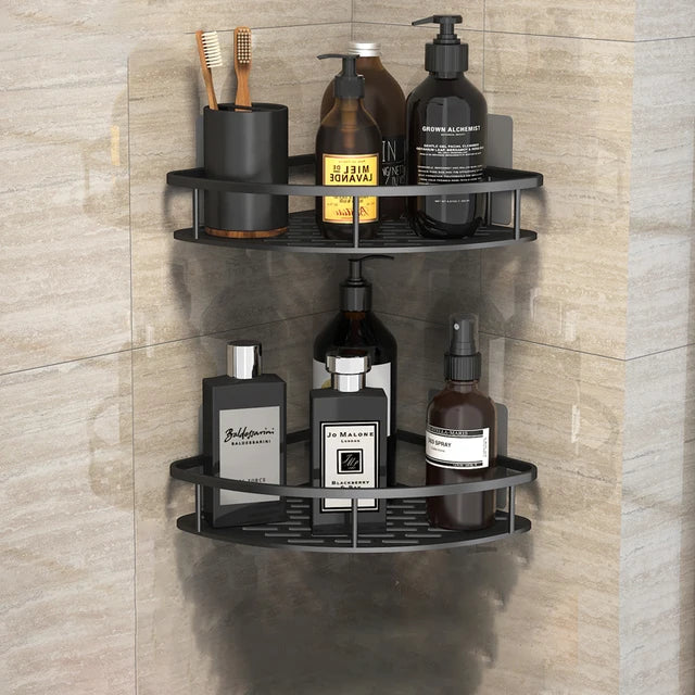 DecorBites™ Bathroom Corner Shelves Suction Cup Storage Rack Shower & Kitchen Organizer