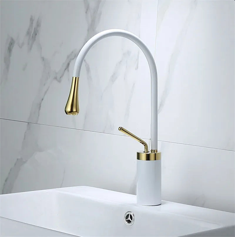 DecorBites™ Antique Brass Bathroom Basin Faucet Hot Cold Black Sink Mixer Kitchen Water Crane