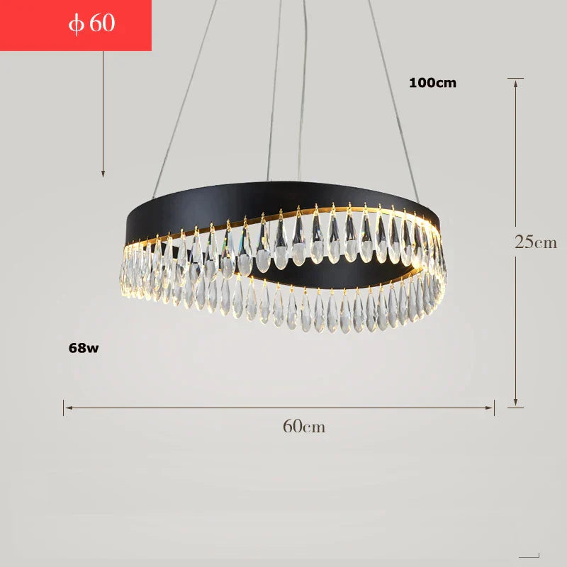 DecorBites™ Golden Crystal Stainless Steel Chandelier for Dining Room