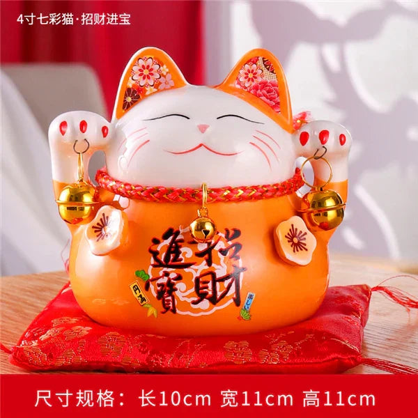 DecorBites™ Ceramic Maneki Neko Piggy Bank: Creative Home Decor & Lucky Cat Business Gift