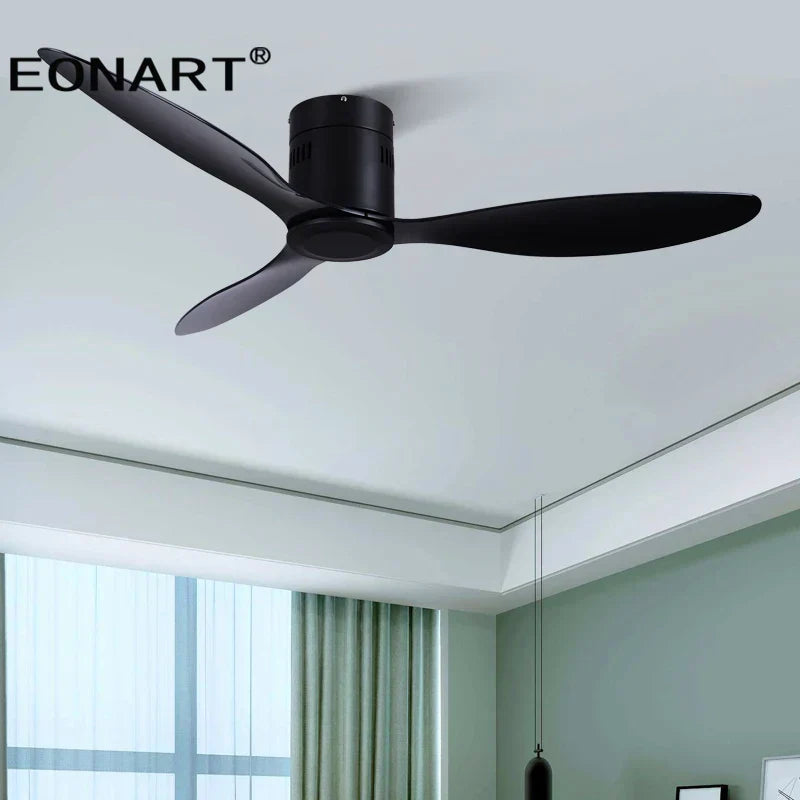 DecorBites™ 52" Black DC Ceiling Fan, Remote Control, No Light