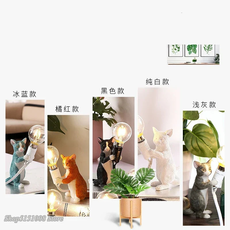 DecorBites™ Cat Resin Table Lamp for Children's Bedroom and Home Decor
