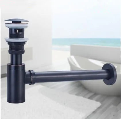 DecorBites™ Antique Brass Pop Up Drain Kit with P-Trap Pipe for Bathroom Sink.