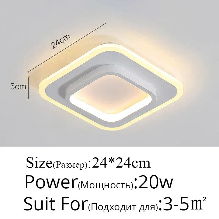 DecorBites™ LED Ceiling Lights for Bedroom Kitchen Modern Round Square Lighting Fixtures