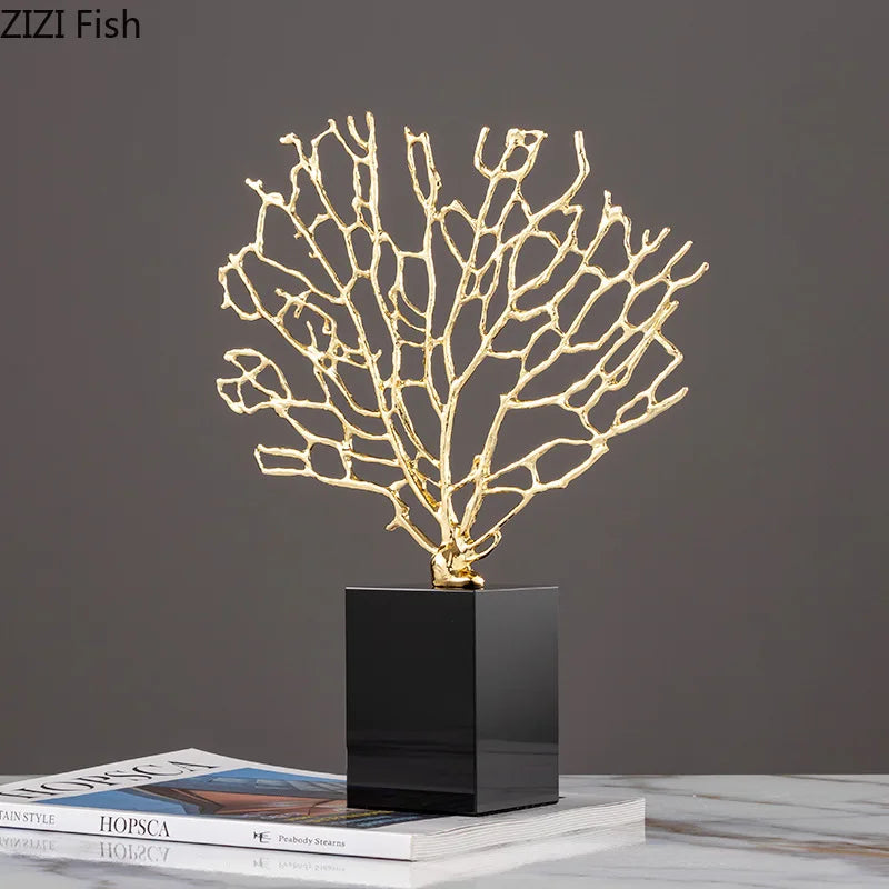 DecorBites™ Alloy Coral Crafts on Crystal Base for Stylish Desktop Decor