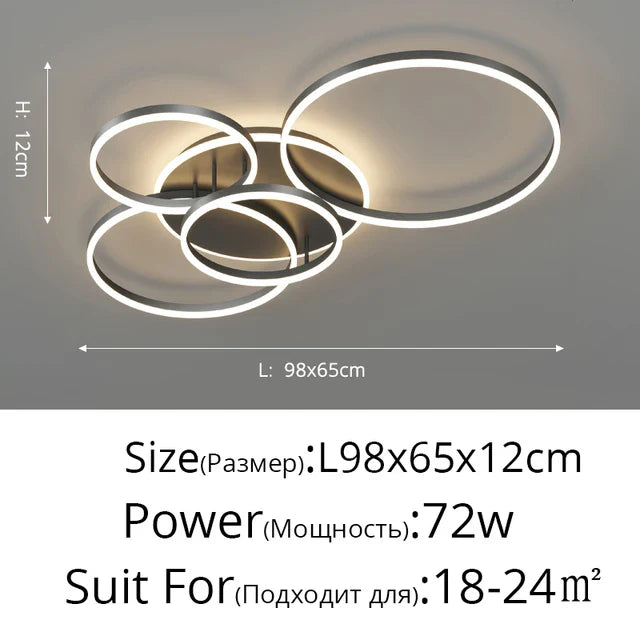 DecorBites™ LED Rings Ceiling Chandelier for Decorative Living Room, Dimmable Indoor Lamps