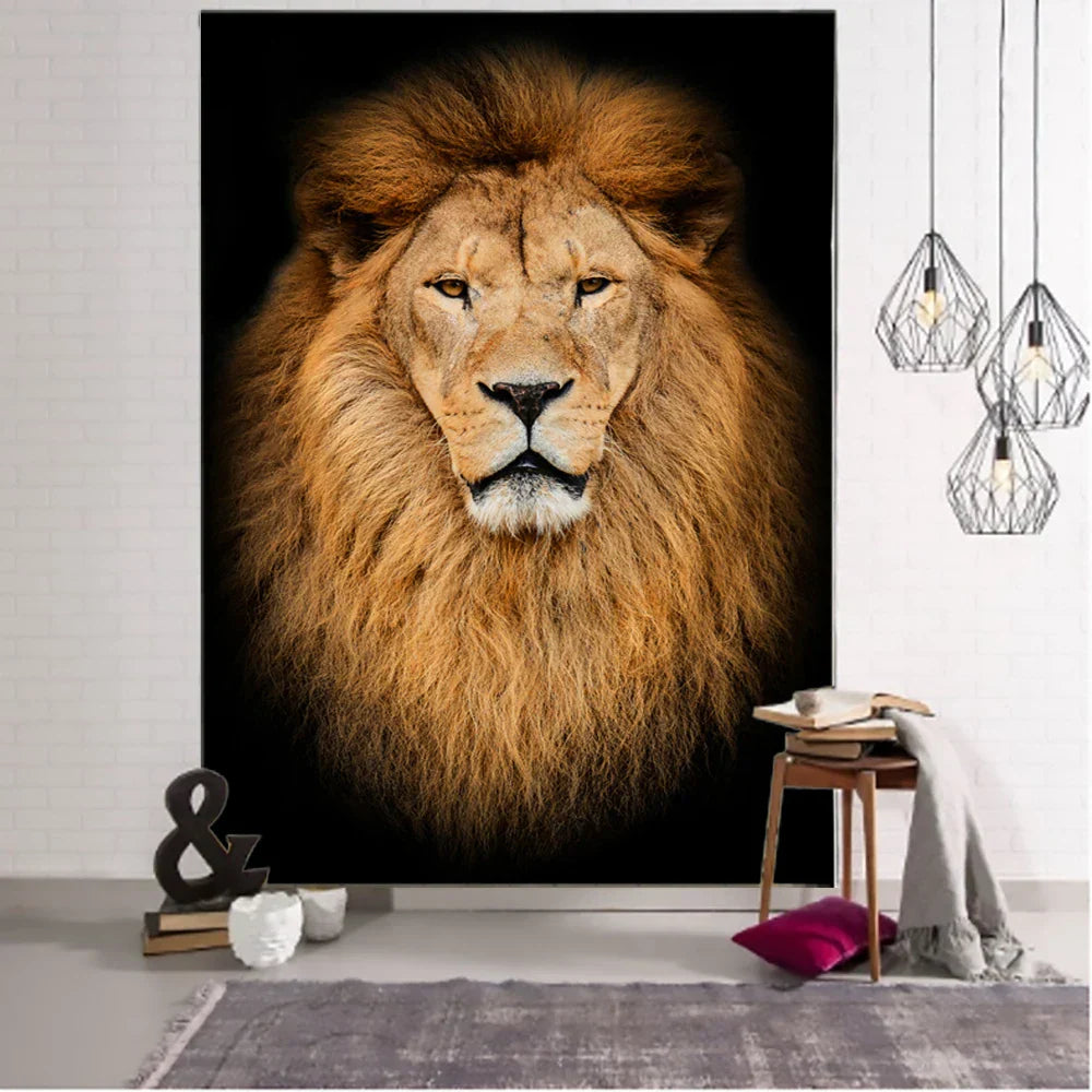 DecorBites™ Lion World Tapestry Hanging Cloth Home Decor Fabric Art Wall Hanging