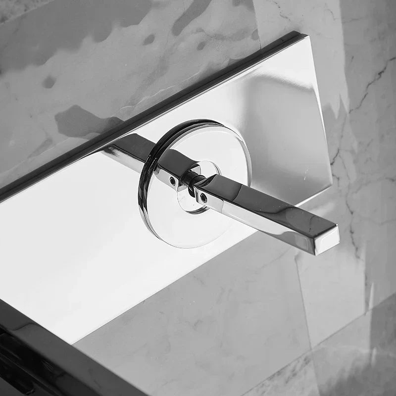 DecorBites™ Dual Handle Wall Mounted Brass Basin Faucet Silver Mixer Tap