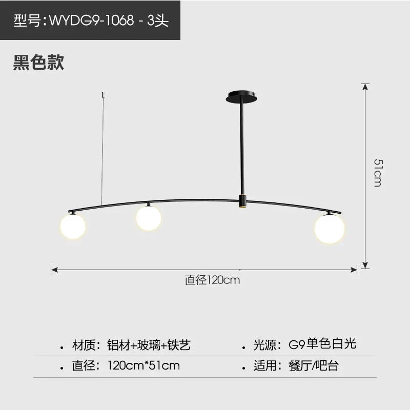 DecorBites™ Bubble Iron Chandelier: Minimalist Nordic Kitchen Restaurant Island Light