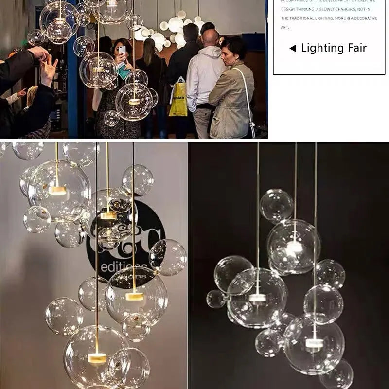 DecorBites™ Glass Bubble LED Chandelier for Kids Kitchen Dining Office Lighting