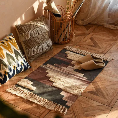 DecorBites™ Bohemian Tassel Rug - Retro Hand Woven Carpet for Home Decor
