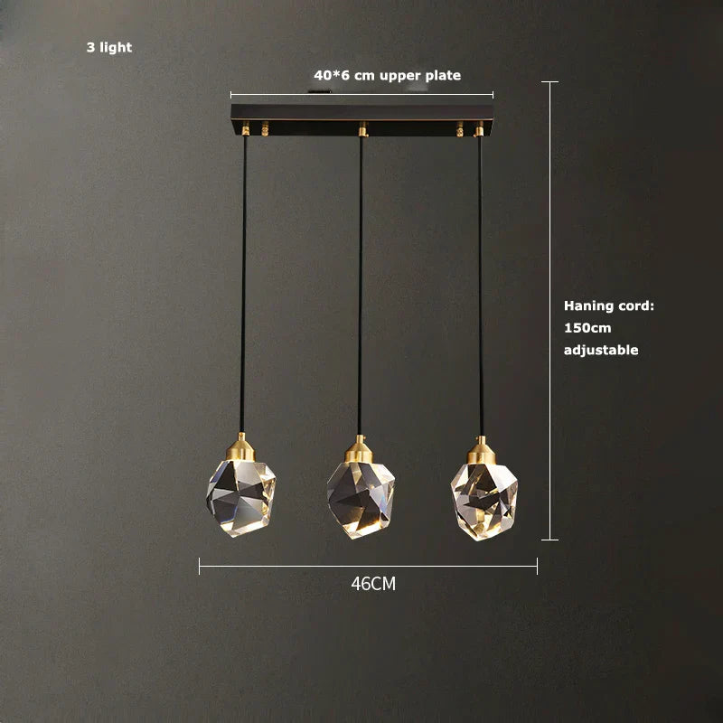 DecorBites™ Black Crystal Copper Chandelier LED Hanging Lamps for Dinning Room