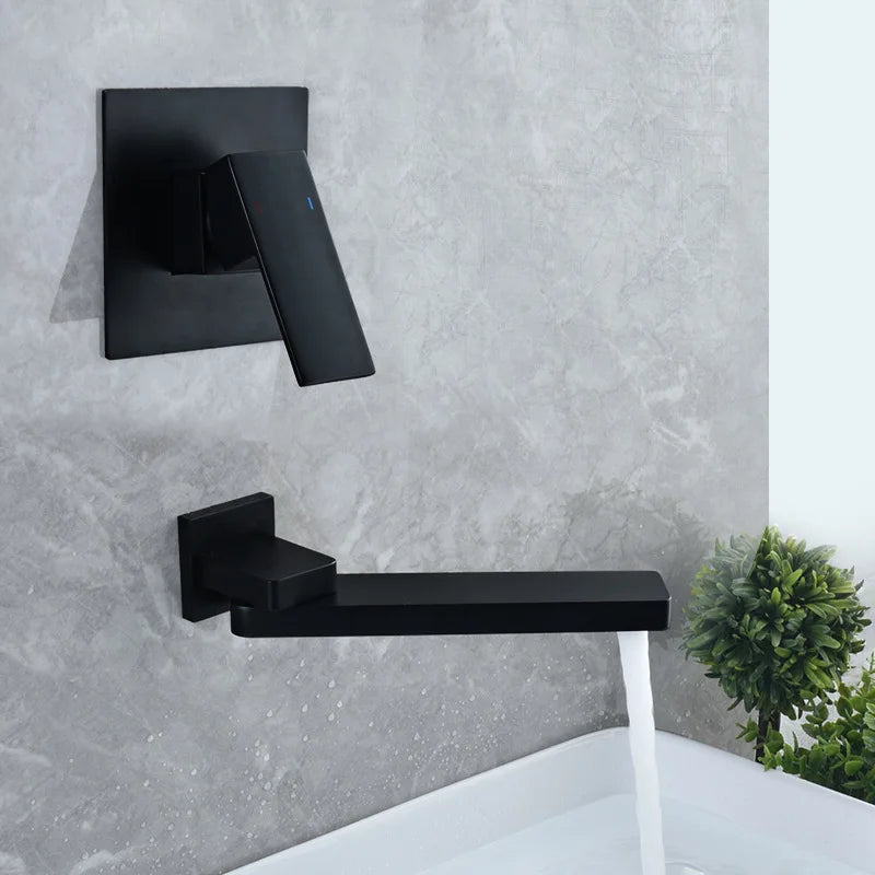 DecorBites™ Brushed Gold In-Wall Basin Faucet Set, Hot Cold Bathroom Sink Mixer Tap