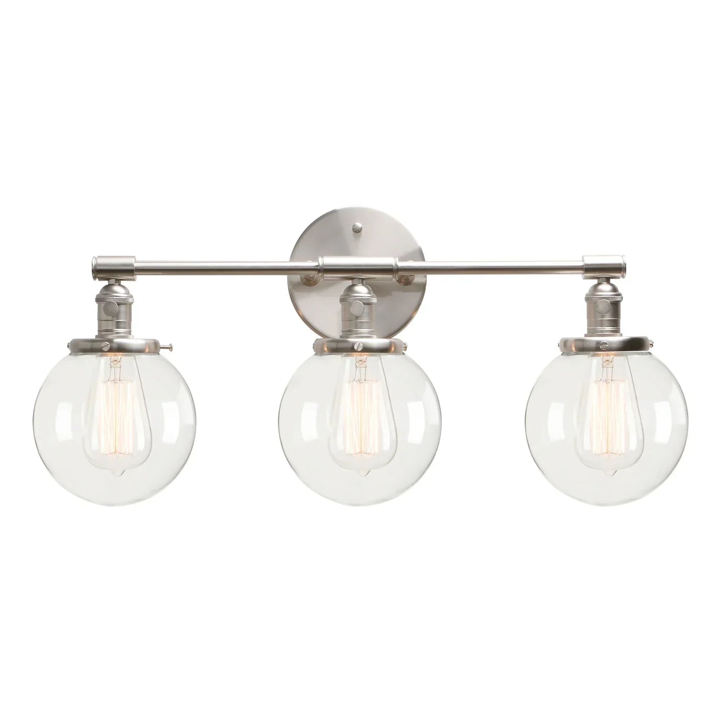 DecorBites™ Black 3-Light Wall Sconce Bathroom Vanity Fixture with Round Glass Canopy