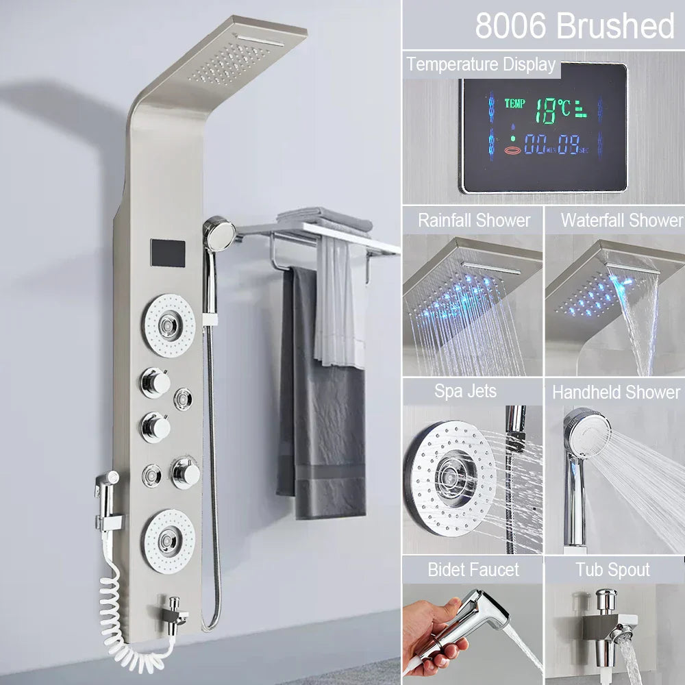 DecorBites™ Black LED Shower Faucet SPA Massage Jet Rain Panel Bidet Sprayer Tap