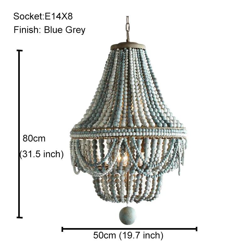 DecorBites™ Black Wood Beaded Pendant Chandelier - Antique Nordic Lighting for Foyer, Dining, Bedroom