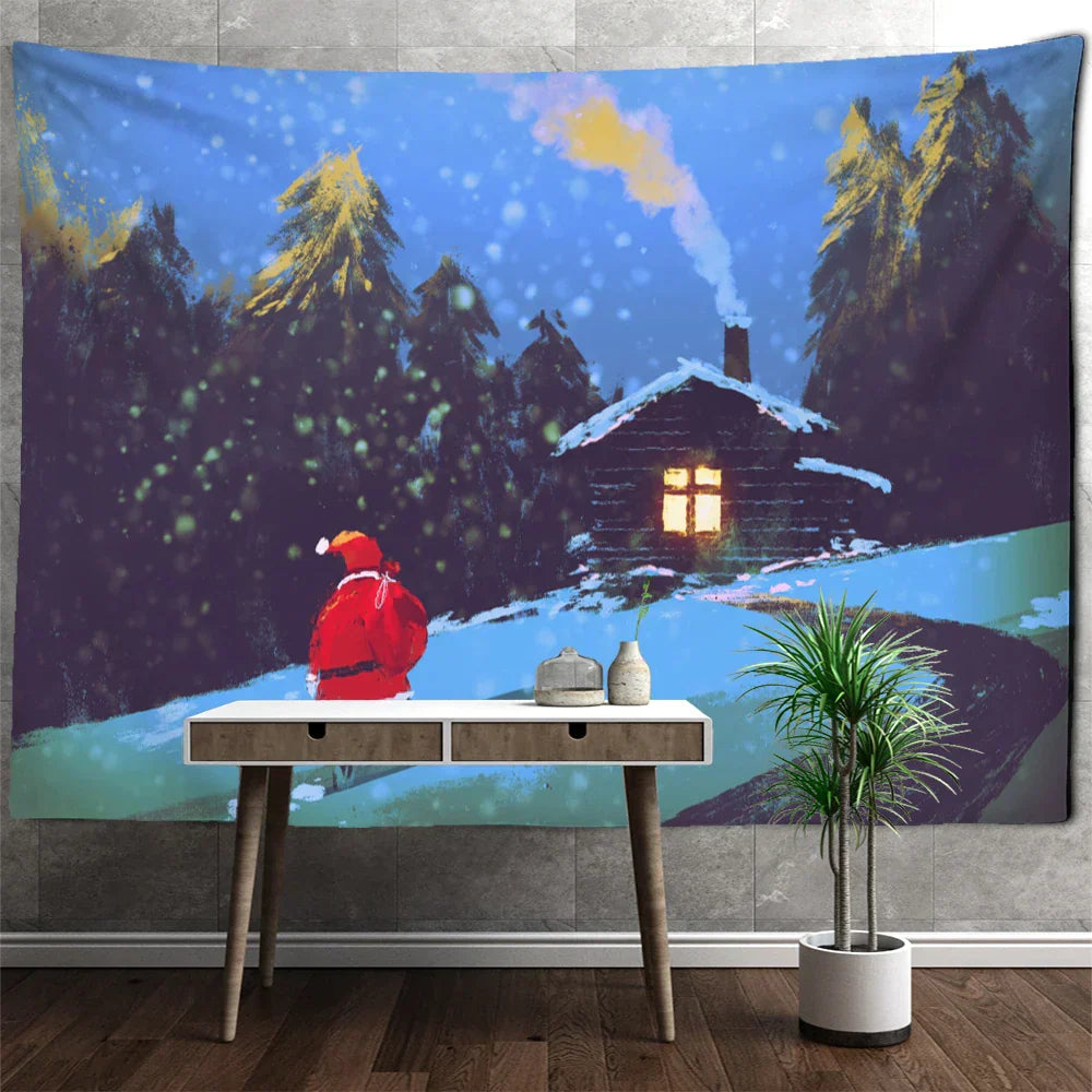 DecorBites™ Camel Printed Polyester Tapestry Wall Hanging - Christmas Pattern Home Decor
