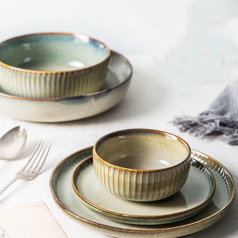 DecorBites™ Ceramic Dessert Plate - Round Solid Pattern - Household Tableware