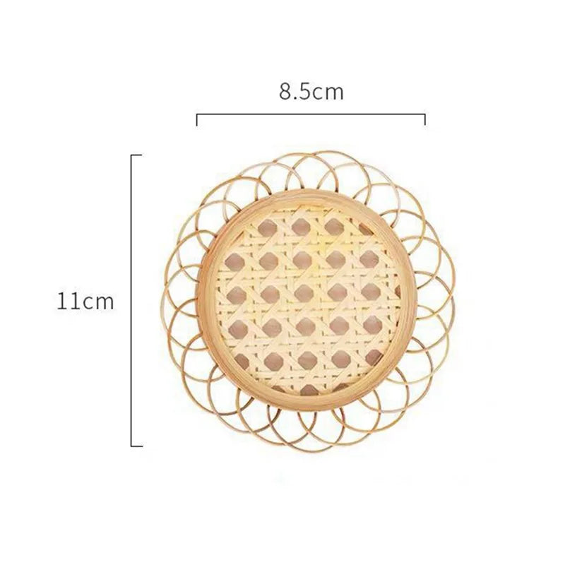 DecorBites™ Bamboo Woven Coasters & Storage Basket Set for Kitchen Table Décor