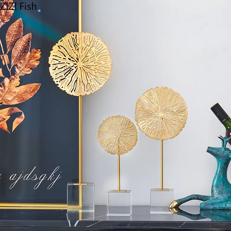 DecorBites™ Golden Lotus Sculpture Metal Crafts Modern Minimalist Decor Statue
