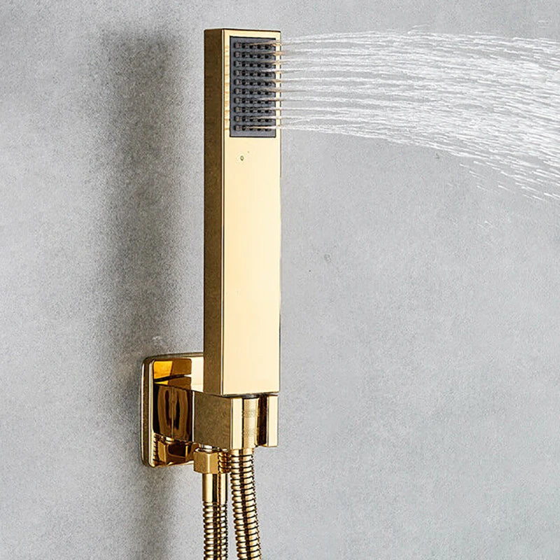 DecorBites™ Golden Bathroom Shower Set with Square Rainfall Head and Concealed Mixer Taps