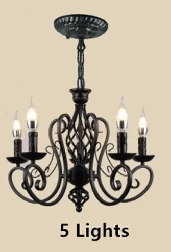 DecorBites™ Black Wrought Iron Loft Chandelier for Living Room, Bar, Restaurant - Retro Industrial Style
