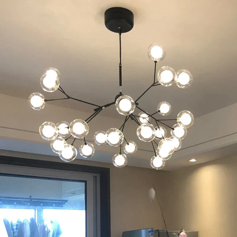 DecorBites™ LED Glass Ball Branch Chandelier | Modern Firefly Art Decor Lighting