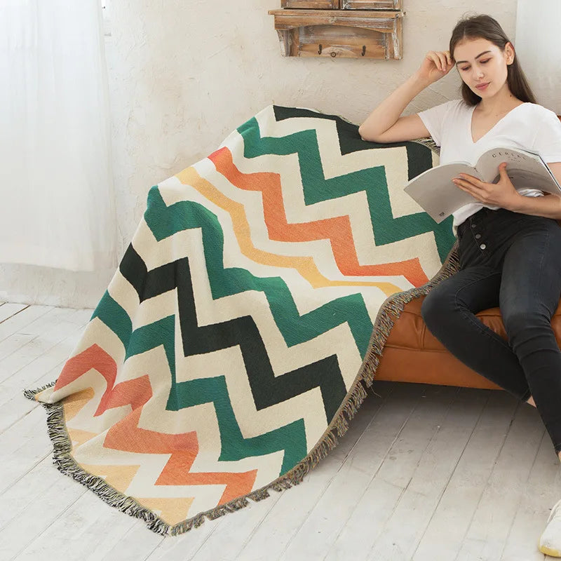 DecorBites™ Knitted Nordic Plaid Blanket - Cozy Home Decor and Sofa Cover