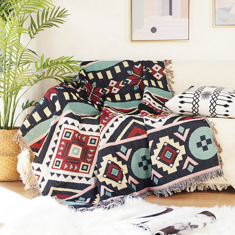 DecorBites™ Knitted Nordic Plaid Blanket - Cozy Home Decor and Sofa Cover