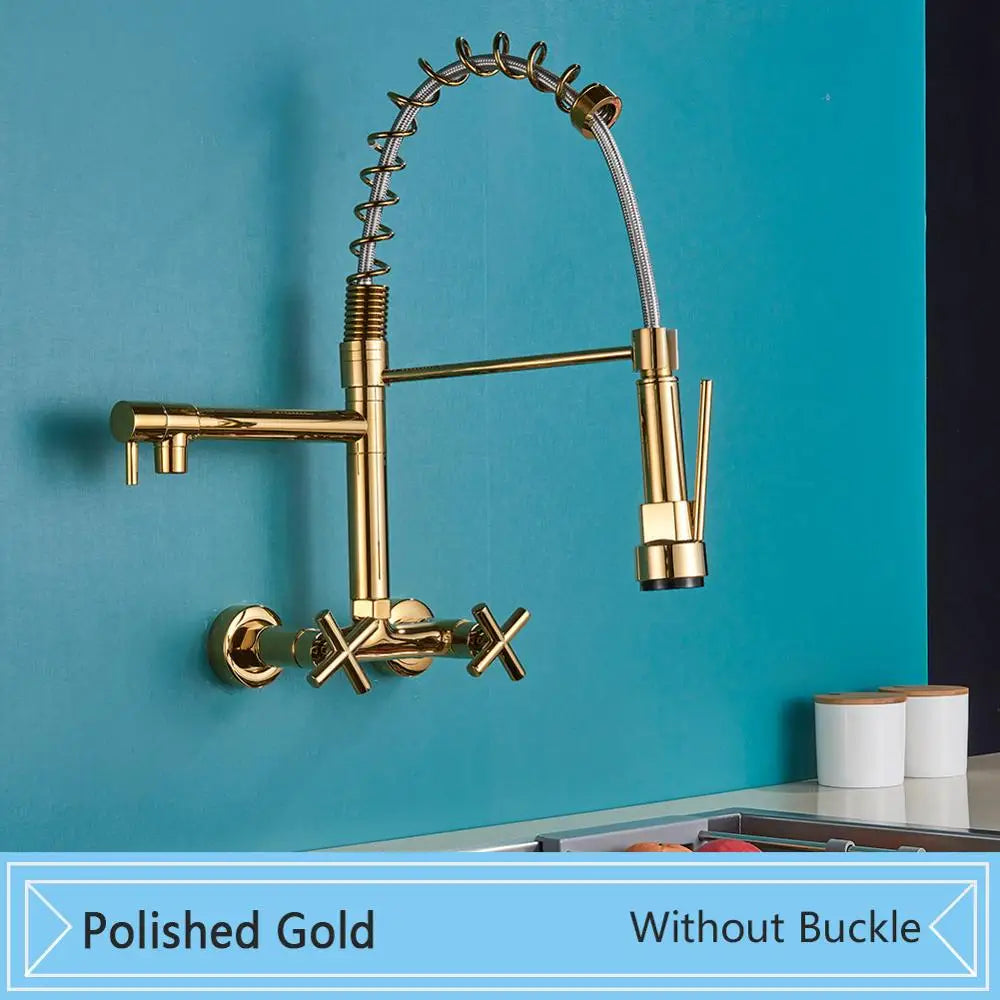 DecorBites™ Black Wall-Mounted Kitchen Faucet with Swivel Spout and Dual Handles
