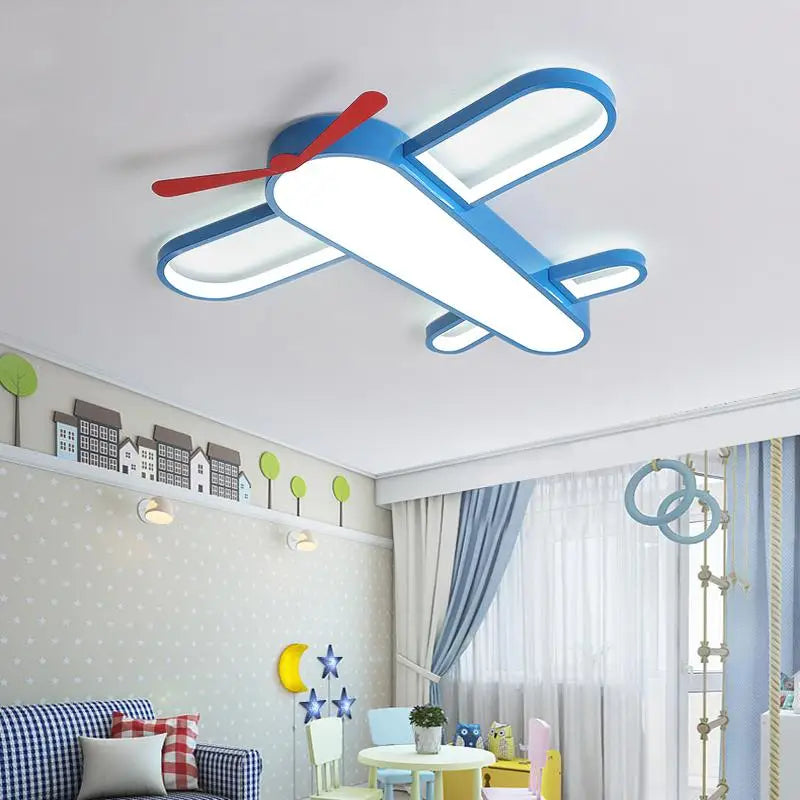 DecorBites™ Blue Airplane LED Child Chandelier for Kids Room, Modern Bedroom Lighting Fixture