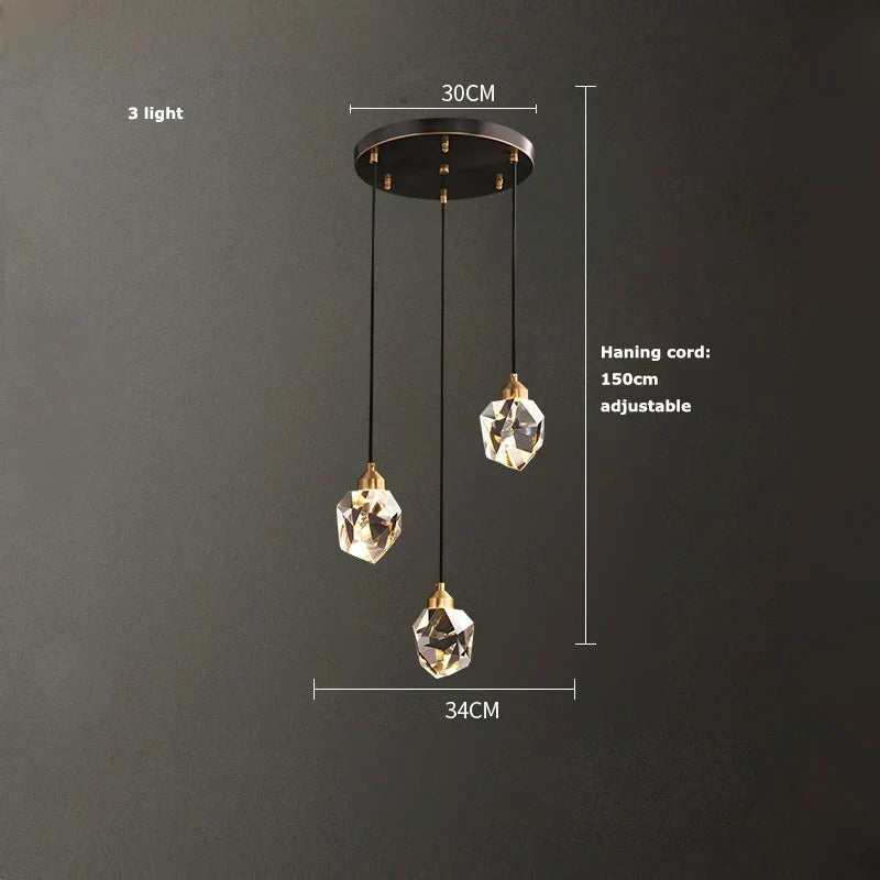 DecorBites™ Black Crystal Copper LED Chandelier - Art Deco Hanging Lamp for Dinning Room