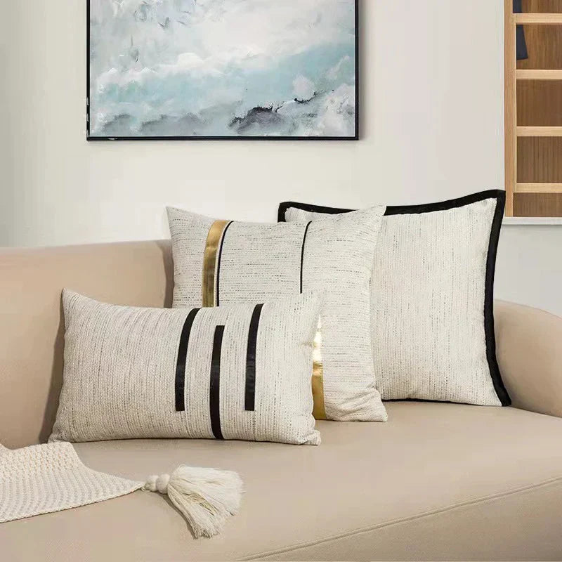 DecorBites™ Black Stripe Jaquard Cushion Cover for Home Decoration 45x45cm/30x50cm