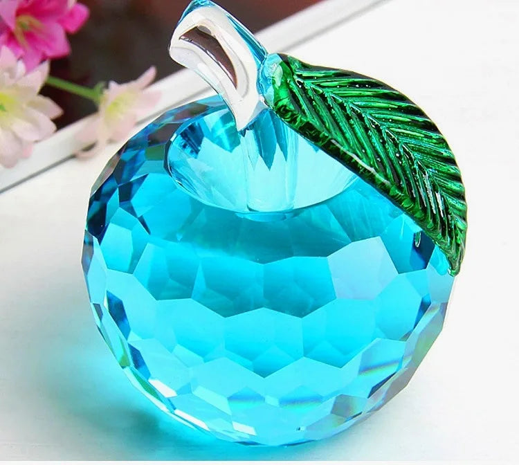 DecorBites™ 3D Crystal Yellow Apple Glass Paperweight Figurine Ornaments - Office Desktop Decoration