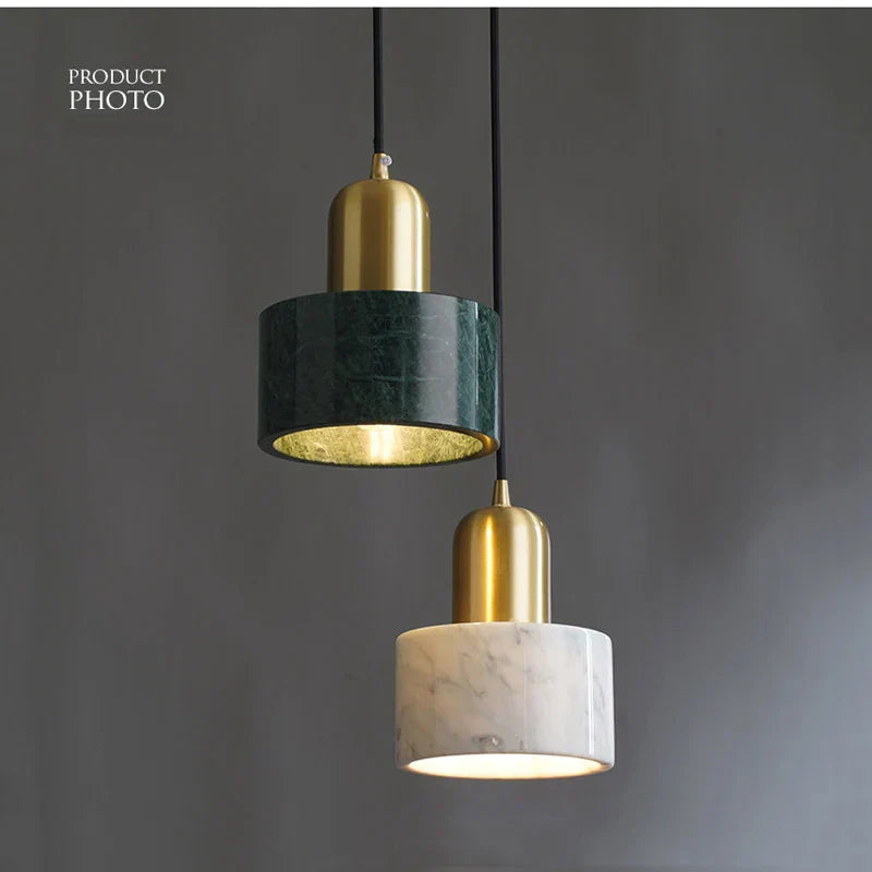 DecorBites™ Green Marble Pendant Light: Luxury Hanging Lamp for Dining Room, Bedside, Hotel.