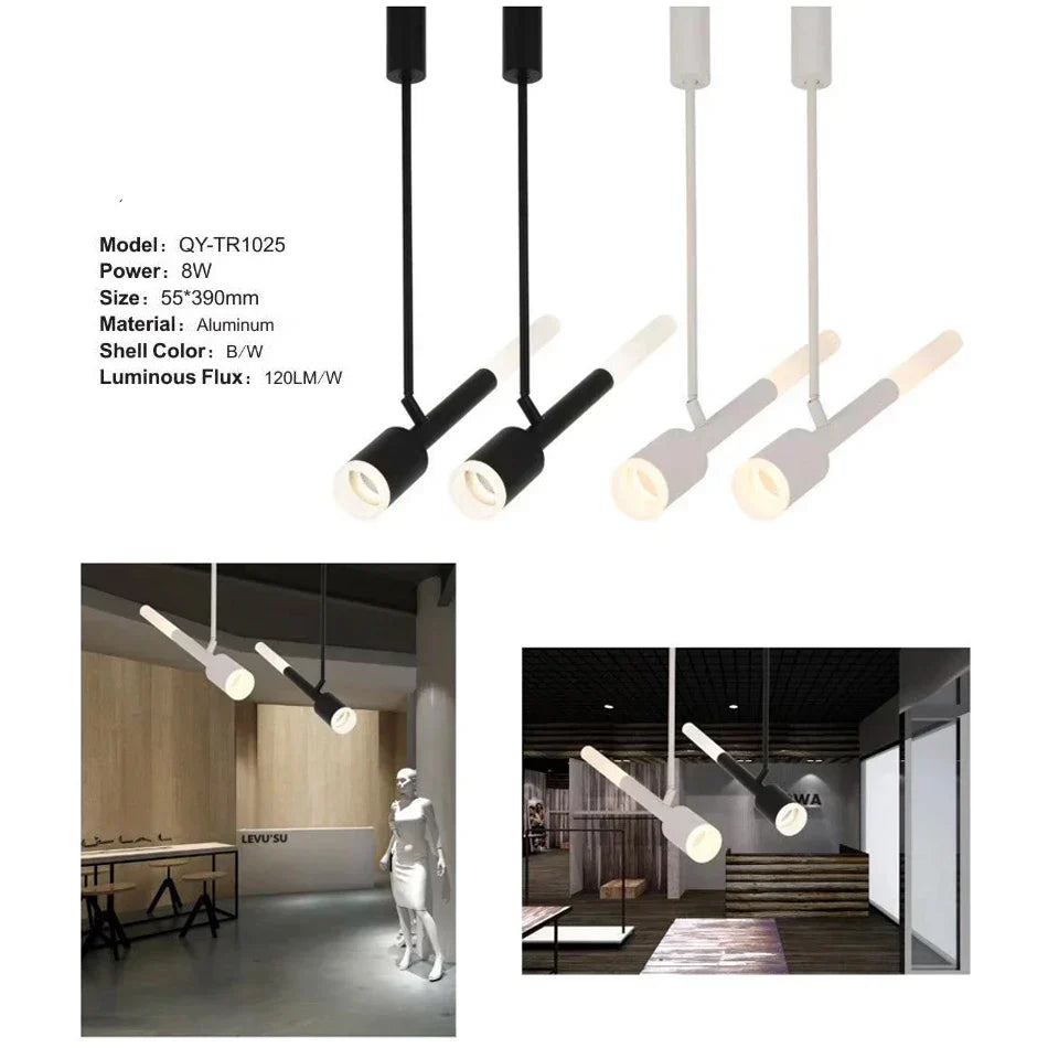 DecorBites™ 8W COB Pendant Spotlight for Bedroom, Living Room, Restaurant - Black/White Aluminum
