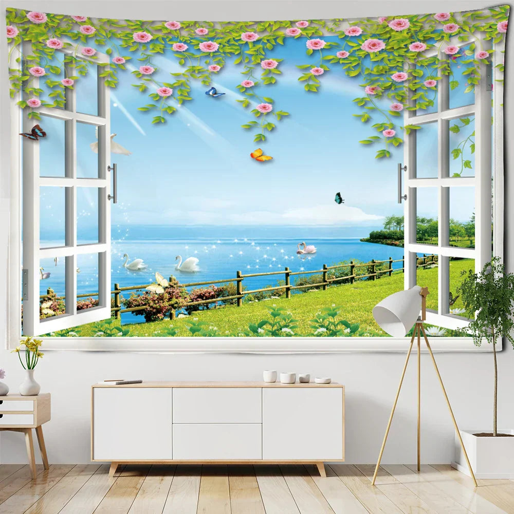 DecorBites™ Bohemian Wood Tapestry Wall Hanging for Stylish Dorm Room Decor