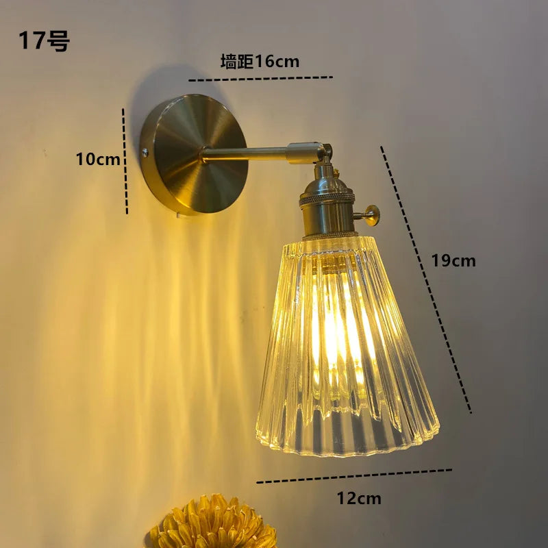 DecorBites™ Amber Glass LED Wall Light Fixtures On/Off Switch Nordic Modern Sconce
