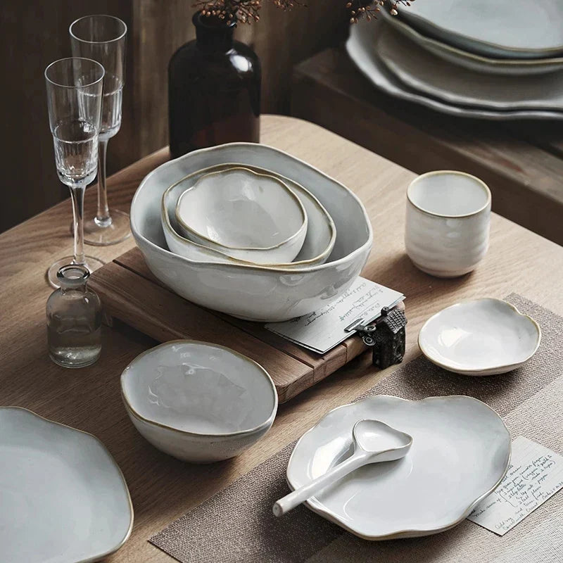 DecorBites™ Ceramic Dinner Plate Set - Premium Quality Round Plates for Restaurants and Home Use